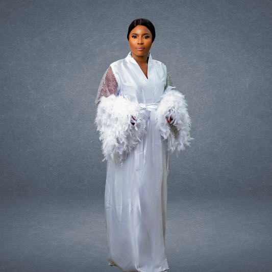 CHIC EN SILK ROBE - Bridal FEATHERED ROBE
