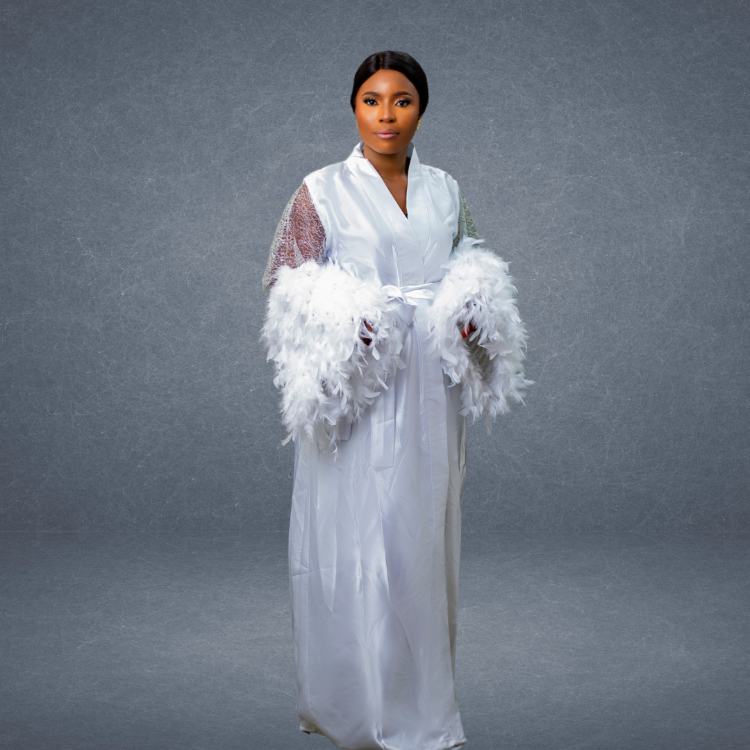 CHIC EN SILK ROBE - Bridal FEATHERED ROBE