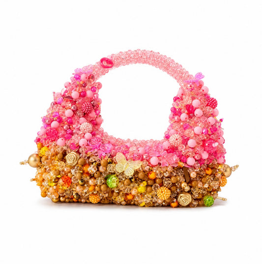 Chic En Silk - luxury Pink Bespoke Handcrafted Beaded Bag